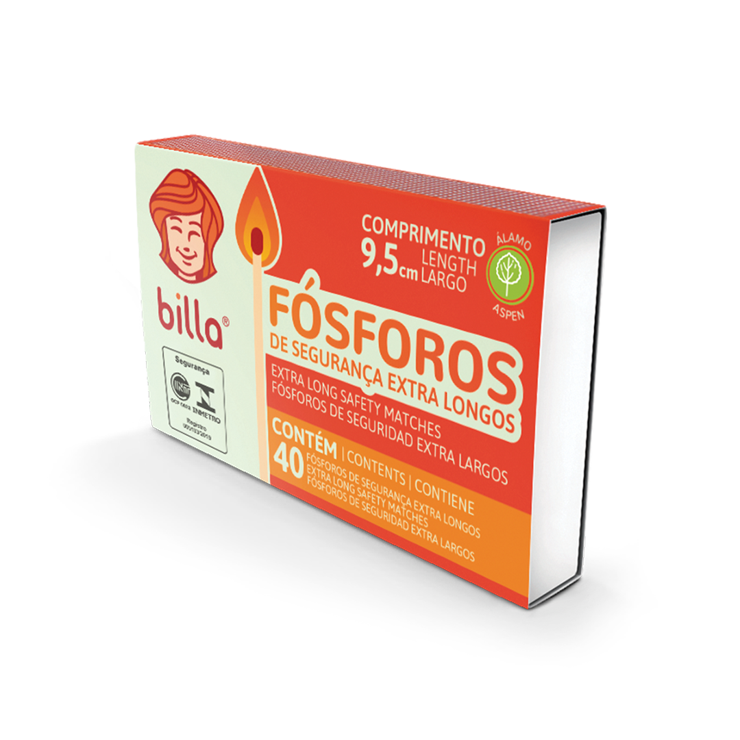 Fósforos de Segurança Billa Extra Longos c/40UN