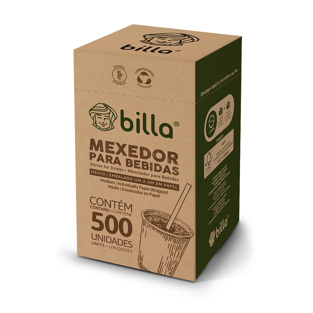 Mexedor de Bambu Billa 12cm Embalado Individual c/500UN