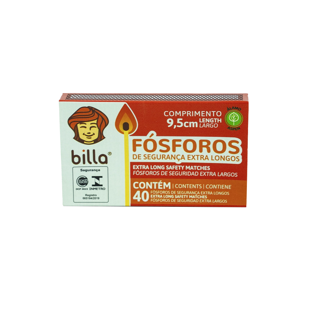 Fósforos de Segurança Billa Extra Longos c/40UN